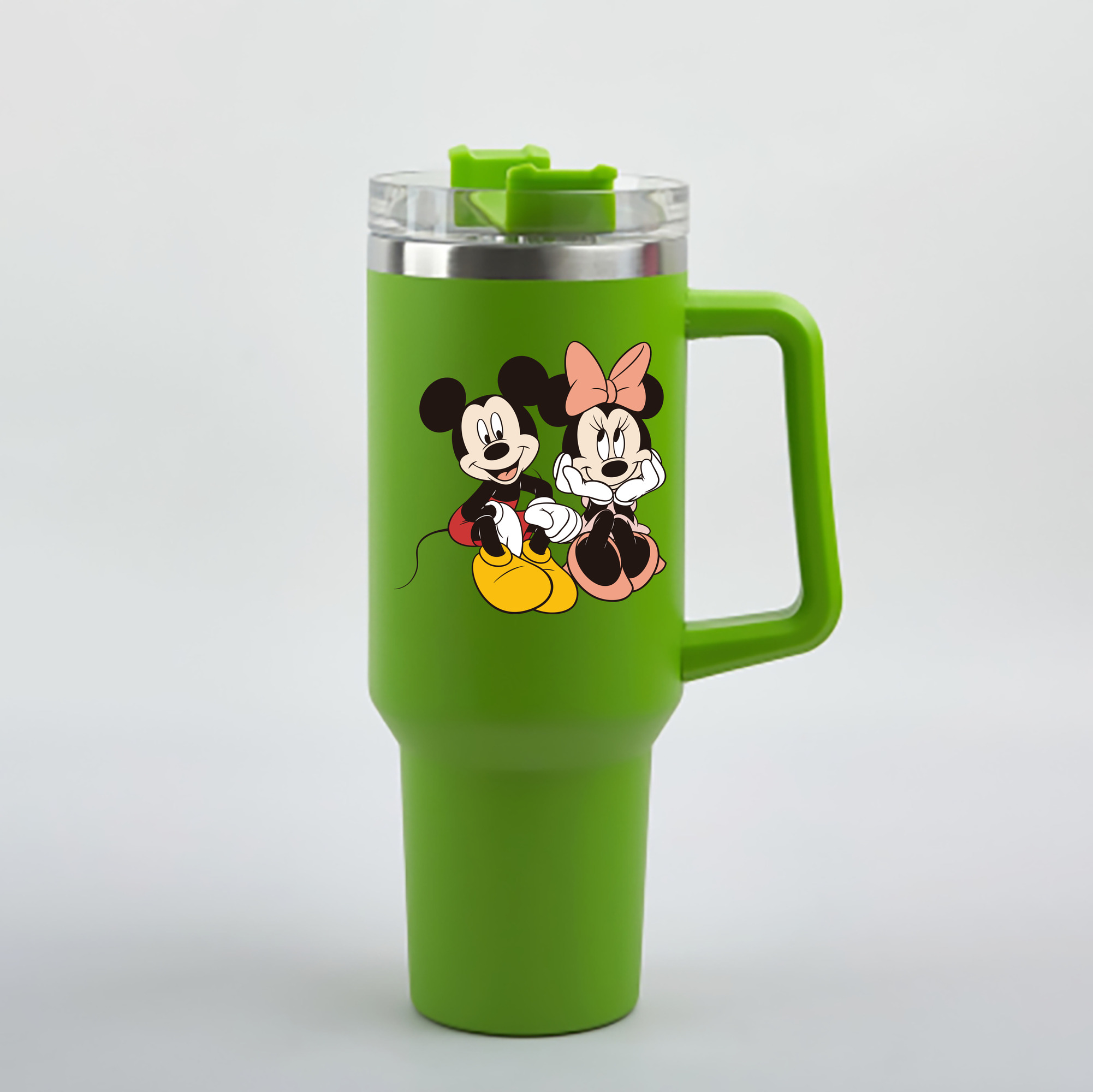 （画像用） ミッキーマウス Mickey Mouse 1200mL車用タンブラー - クリスタルステッカー（プラスチックストロー付き）